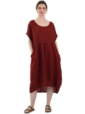 TLL Made in Italy Linen Lagenlook Midi Dress XL